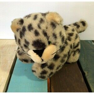 Vintage Busch Gardens Leopard Stuffed Plush Animal 9" long 6" tall
